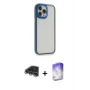 ieg™ iPhone 14 Pro Max Kılıf Eksen Doku Prime - Siyah Bilvis 5in1 3D Magic Cam Ekran Koruyucu + Raze Metal Kamera Lens - GS