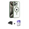 ieg™ iPhone 14 Pro Max Kılıf Eksen Form Koleksiyonu - Siyah Bilvis 5in1 3D Magic Cam Ekran Koruyucu + Raze Metal Kamera Lens - GS