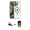 ieg™ iPhone 14 Pro Max Kılıf Eksen Form Koleksiyonu - Siyah Buffer Cam Ekran Koruyucu + Bilvis Titan Kamera Lens - SH