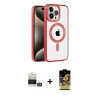ieg™ iPhone 14 Pro Max Kılıf Eksen Form Koleksiyonu - Siyah Buffer Cam Ekran Koruyucu + Bilvis Titan Kamera Lens - GS