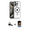 ieg™ iPhone 14 Pro Max Kılıf Eksen Form Koleksiyonu - Siyah Buffer Hayalet Cam Ekran Koruyucu + Bilvis Titan Kamera Lens - SH