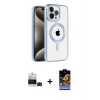 ieg™ iPhone 14 Pro Max Kılıf Eksen Form Koleksiyonu - Siyah Buffer Hayalet Cam Ekran Koruyucu + Bilvis Titan Kamera Lens - SH