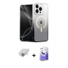 ieg™ iPhone 14 Pro Max Kılıf Eksen Minimal Özel Seri - Siyah Bilvis 5in1 5D Magic Hayalet Cam Ekran Koruyucu + Band Metal Kamera Lens - GD
