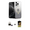 ieg™ iPhone 14 Pro Max Kılıf Eksen Minimal Özel Seri - Siyah Buffer Cam Ekran Koruyucu + Bilvis Titan Kamera Lens - GD