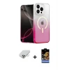 ieg™ iPhone 14 Pro Max Kılıf Eksen Minimal Özel Seri - Siyah Buffer Hayalet Cam Ekran Koruyucu + Band Metal Kamera Lens - GD