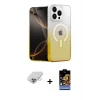 ieg™ iPhone 14 Pro Max Kılıf Eksen Minimal Özel Seri - Siyah Buffer Hayalet Cam Ekran Koruyucu + Band Metal Kamera Lens - GD