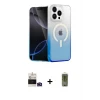 ieg™ iPhone 14 Pro Max Kılıf Eksen Minimal Özel Seri - Siyah Joko Magic 5D Hayalet Cam + Derin Mor Bilvis Titan Kamera Lens