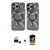 ieg™ iPhone 14 Pro Max Kılıf Nova Doku Koleksiyonu - Siyah Buffer Cam Ekran Koruyucu + Derin Mor Bilvis Titan Kamera Lens