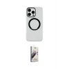 ieg™ iPhone 14 Pro Max Kılıf Pusula Form - Siyah Bilvis 3D Mat Cam Ekran Koruyucu