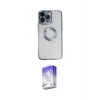 ieg™ iPhone 14 Pro Max Kılıf Pusula Form - Siyah Bilvis 5in1 3D Magic Cam Ekran Koruyucu