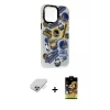 ieg™ iPhone 14 Pro Max Kılıf Siluet Çizgi Koleksiyonu - Siyah Buffer Cam Ekran Koruyucu + Band Metal Kamera Lens - GS