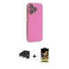 ieg™ iPhone 14 Pro Max Kılıf Siluet Minimal Özel Seri - Siyah Buffer Cam Ekran Koruyucu + Gümüş Raze Metal Kamera Lens