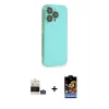 ieg™ iPhone 14 Pro Max Kılıf Siluet Minimal Özel Seri - Siyah Buffer Hayalet Cam Ekran Koruyucu + Bilvis Titan Kamera Lens - GS