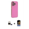ieg™ iPhone 14 Pro Max Kılıf Siluet Minimal Özel Seri - Siyah Buffer Hayalet Cam Ekran Koruyucu + Bilvis Titan Kamera Lens - GS