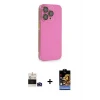 ieg™ iPhone 14 Pro Max Kılıf Siluet Minimal Özel Seri - Siyah Buffer Hayalet Cam Ekran Koruyucu + Derin Mor Bilvis Titan Kamera Lens