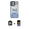 ieg™ iPhone 14 Pro Max Kılıf Siluet Modern Özel Seri - Siyah Buffer Hayalet Cam Ekran Koruyucu + PVD Metal Kamera Lens - TU