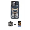 ieg™ iPhone 14 Pro Max Kılıf Siluet Modern Özel Seri - Siyah Buffer Hayalet Cam Ekran Koruyucu + PVD Metal Kamera Lens - TU