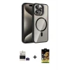 ieg™ iPhone 14 Pro Max Kılıf Yadigar Asil Koleksiyonu - Siyah Buffer Cam Ekran Koruyucu + Derin Mor Bilvis Titan Kamera Lens