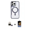 ieg™ iPhone 14 Pro Max Kılıf Yadigar Klasik Özel Seri - Siyah Buffer Hayalet Cam Ekran Koruyucu + Bilvis Titan Kamera Lens - GD