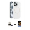 ieg™ iPhone 14 Pro Max Kılıf Yankı Form Serisi - Siyah Buffer Hayalet Cam Ekran Koruyucu + Bilvis Titan Kamera Lens - SH