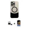 ieg™ iPhone 14 Pro Max Kozmos Form Özel Seri - Siyah Buffer Hayalet Cam Ekran Koruyucu + Derin Mor Bilvis Titan Kamera Lens
