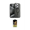 ieg™ iPhone 15 Pro Kılıf Eksen Doku Koleksiyonu - Siyah Buffer Cam Ekran Koruyucu