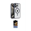 ieg™ iPhone 15 Pro Kılıf Eksen Form Koleksiyonu - Siyah Buffer Hayalet Cam Ekran Koruyucu