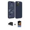 ieg™ iPhone 15 Pro Kılıf Kozmos Yansıma Özel Seri - Siyah Buffer Hayalet Cam Ekran Koruyucu + Raze Metal Kamera Lens - LT