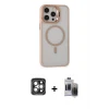 ieg™ iPhone 15 Pro Max Kılıf Ahenk Klasik Özel Seri - Siyah Vanessa Magic Hayalet Cam + PVD Metal Kamera Lens - GI
