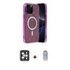 ieg™ iPhone 15 Pro Max Kılıf Eksen Çizgi - Siyah Joko Magic 5D Cam + PVD Metal Kamera Lens - GI