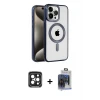 ieg™ iPhone 15 Pro Max Kılıf Eksen Form Koleksiyonu - Siyah Vanessa Magic Cam + PVD Metal Kamera Lens - SH