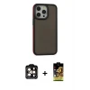 ieg™ iPhone 15 Pro Max Kılıf Eksen Işık - Siyah Buffer Cam Ekran Koruyucu + PVD Metal Kamera Lens - TU