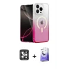 ieg™ iPhone 15 Pro Max Kılıf Eksen Minimal Özel Seri - Siyah Bilvis 5in1 5D Magic Hayalet Cam Ekran Koruyucu + PVD Metal Kamera Lens - GI