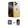 ieg™ iPhone 15 Pro Max Kılıf Eksen Minimal Özel Seri - Siyah Buffer Hayalet Cam Ekran Koruyucu + PVD Metal Kamera Lens - SH
