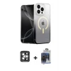ieg™ iPhone 15 Pro Max Kılıf Eksen Minimal Özel Seri - Siyah Vanessa Magic Cam + PVD Metal Kamera Lens - GI