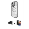 ieg™ iPhone 15 Pro Max Kılıf Kıvılcım Modern Koleksiyonu - Siyah 3D Antistatik Mat Seramik Nano Ekran Koruyucu + Raze Metal Kamera Lens - GS
