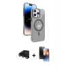 ieg™ iPhone 15 Pro Max Kılıf Nova Modern Prime - Siyah 3D Antistatik Mat Seramik Nano Ekran Koruyucu + Raze Metal Kamera Lens - SH