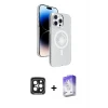 ieg™ iPhone 15 Pro Max Kılıf Nova Modern Prime - Siyah Bilvis 5in1 3D Magic Cam Ekran Koruyucu + PVD Metal Kamera Lens - SH