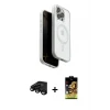 ieg™ iPhone 15 Pro Max Kılıf Pusula Form Serisi - Siyah Buffer Cam Ekran Koruyucu + Raze Metal Kamera Lens - SH