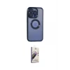 ieg™ iPhone 15 Pro Max Kılıf Pusula Form - Siyah Bilvis 3D Mat Cam Ekran Koruyucu