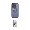 ieg™ iPhone 15 Pro Max Kılıf Pusula Form - Siyah Bilvis 3D Mat Cam Ekran Koruyucu
