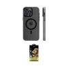 ieg™ iPhone 15 Pro Max Kılıf Pusula Minimal Koleksiyonu - Siyah Buffer Cam Ekran Koruyucu