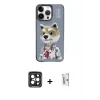 ieg™ iPhone 15 Pro Max Kılıf Siluet Modern Özel Seri - Siyah Bilvis 0.18mm Plus Cam Ekran Koruyucu + PVD Metal Kamera Lens - SH