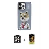 ieg™ iPhone 15 Pro Max Kılıf Siluet Modern Özel Seri - Siyah Buffer Cam Ekran Koruyucu + Turuncu PVD Metal Kamera Lens