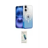 ieg™ iPhone 16 Plus Kılıf Eksen Minimal Özel Seri - Şeffaf Pasifik Cam Ekran Koruyucu