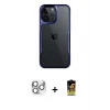 ieg™ iPhone 16 Pro Max Kılıf Akış Çizgi Koleksiyonu - Siyah Buffer Cam Ekran Koruyucu + Pers Alüminyum Kamera Lens - GS