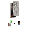 ieg™ iPhone 16 Pro Max Kılıf Çekirdek Minimal Prime - Siyah Buffer Hayalet Cam Ekran Koruyucu + Raze Metal Kamera Lens - CLTM