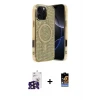 ieg™ iPhone 16 Pro Max Kılıf Eksen Çizgi - Siyah Buffer Hayalet Cam Ekran Koruyucu + Bilvis Titan Kamera Lens - SH
