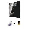 ieg™ iPhone 16 Pro Max Kılıf Eksen Form Prime - Siyah Buffer Cam Ekran Koruyucu + Bilvis Titan Kamera Lens - TMGI