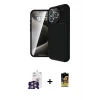 ieg™ iPhone 16 Pro Max Kılıf Eksen Form Prime - Siyah Buffer Cam Ekran Koruyucu + Bilvis Titan Kamera Lens - GS